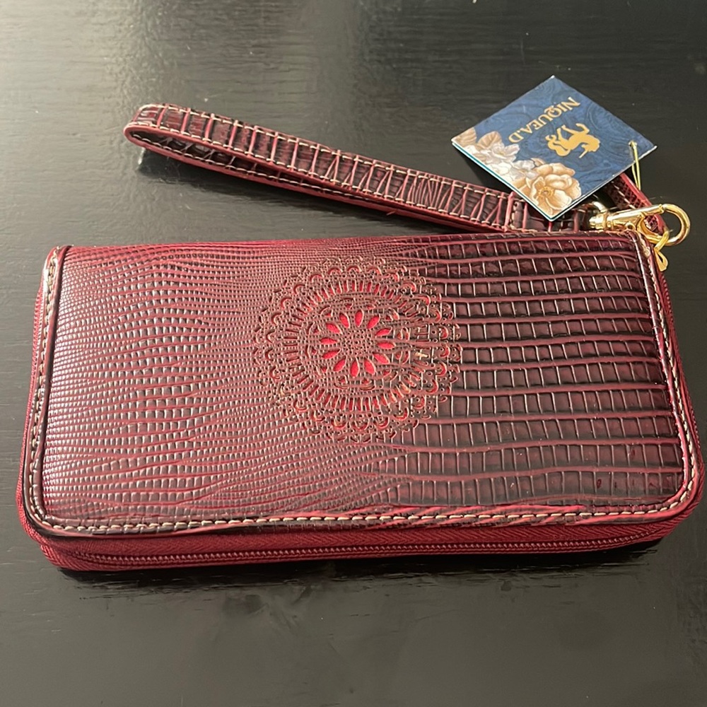 Red and black snake skin wallet / wristlet